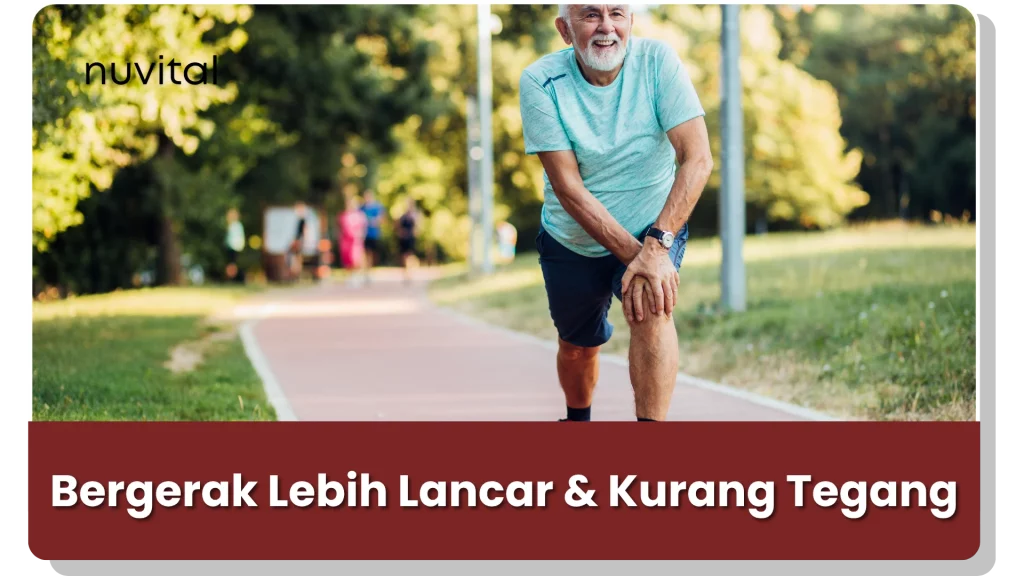 Warga emas lelaki pegang lutut ketika bersenam di taman – simbolik kepada masalah lutut dan penyelesaiannya
