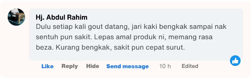 Testimoni gout dan sakit kaki surut cepat selepas amal Synovil