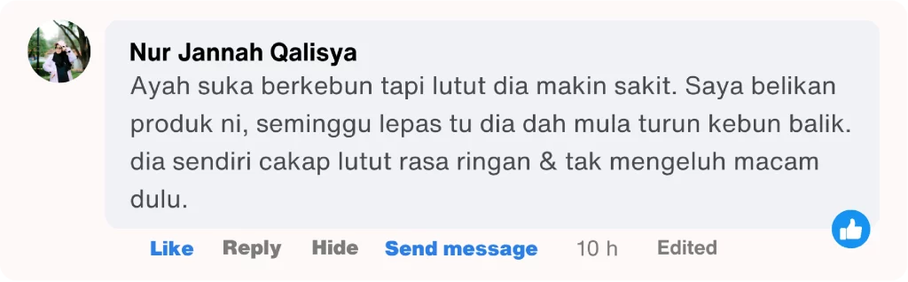 Testimoni anak pengguna Synovil – ayah kembali turun kebun selepas lutut pulih